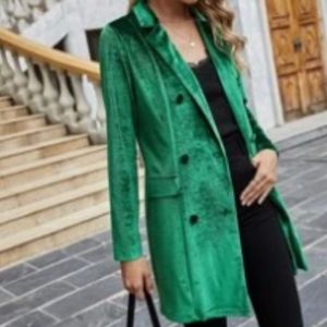 Double Breasted Velvet Longline Blazer